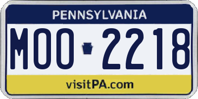 PA license plate MOO2218