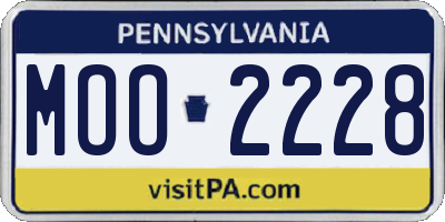 PA license plate MOO2228