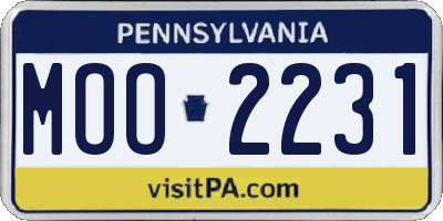 PA license plate MOO2231