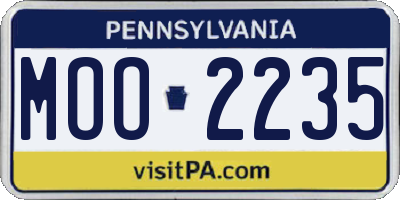 PA license plate MOO2235
