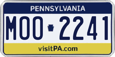 PA license plate MOO2241