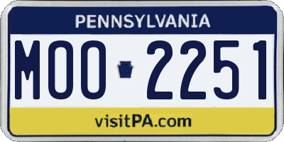 PA license plate MOO2251