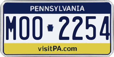 PA license plate MOO2254