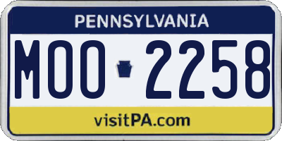 PA license plate MOO2258