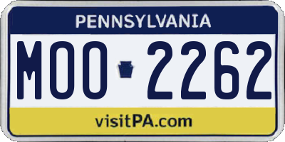 PA license plate MOO2262