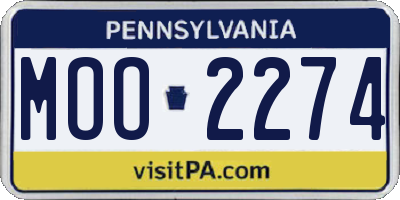 PA license plate MOO2274