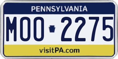 PA license plate MOO2275