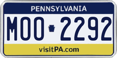 PA license plate MOO2292