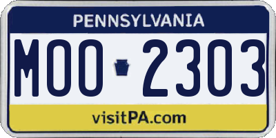 PA license plate MOO2303
