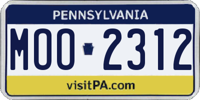 PA license plate MOO2312