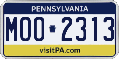PA license plate MOO2313
