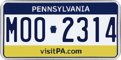 PA license plate MOO2314