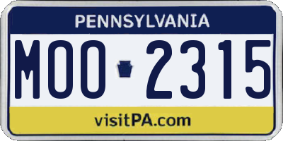 PA license plate MOO2315