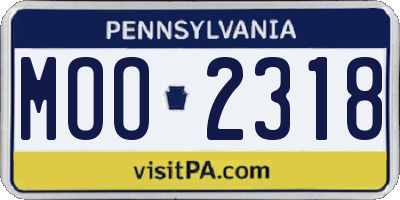 PA license plate MOO2318