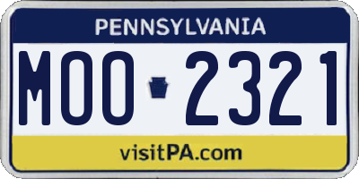 PA license plate MOO2321