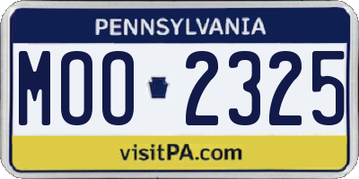 PA license plate MOO2325