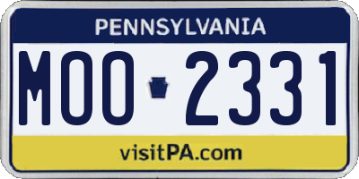 PA license plate MOO2331