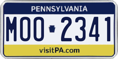 PA license plate MOO2341