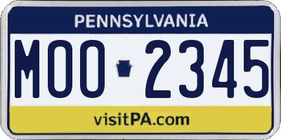 PA license plate MOO2345