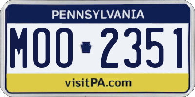 PA license plate MOO2351