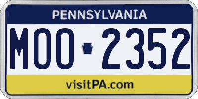 PA license plate MOO2352