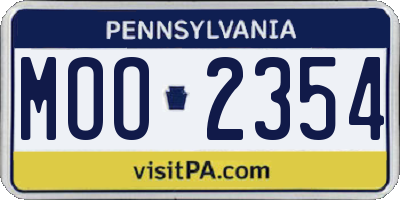 PA license plate MOO2354