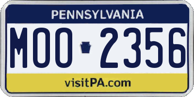 PA license plate MOO2356