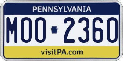 PA license plate MOO2360