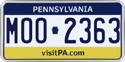 PA license plate MOO2363