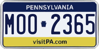 PA license plate MOO2365