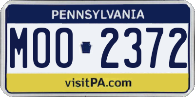 PA license plate MOO2372