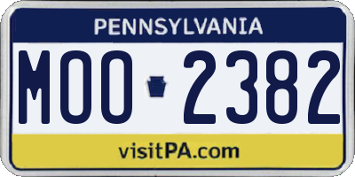PA license plate MOO2382