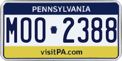 PA license plate MOO2388