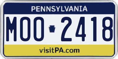 PA license plate MOO2418