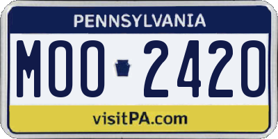 PA license plate MOO2420