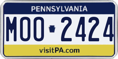 PA license plate MOO2424