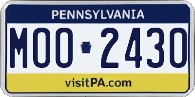 PA license plate MOO2430