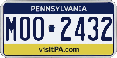PA license plate MOO2432
