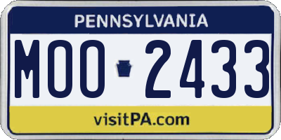 PA license plate MOO2433