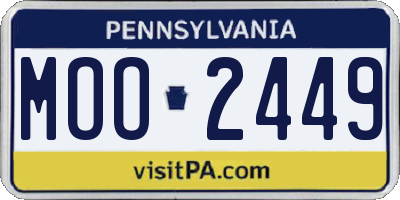 PA license plate MOO2449