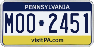 PA license plate MOO2451