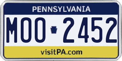 PA license plate MOO2452