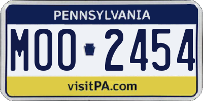 PA license plate MOO2454