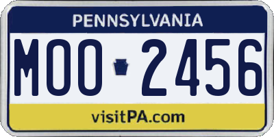 PA license plate MOO2456