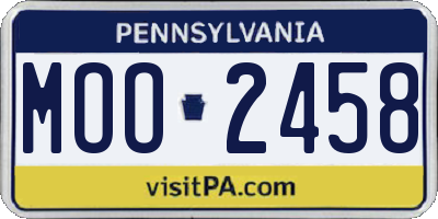 PA license plate MOO2458