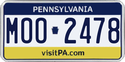 PA license plate MOO2478