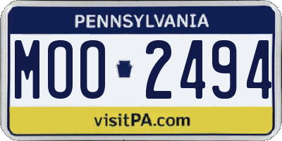 PA license plate MOO2494