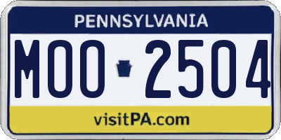 PA license plate MOO2504