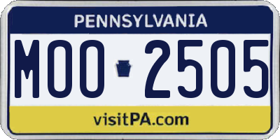 PA license plate MOO2505