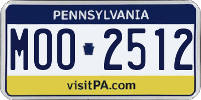 PA license plate MOO2512